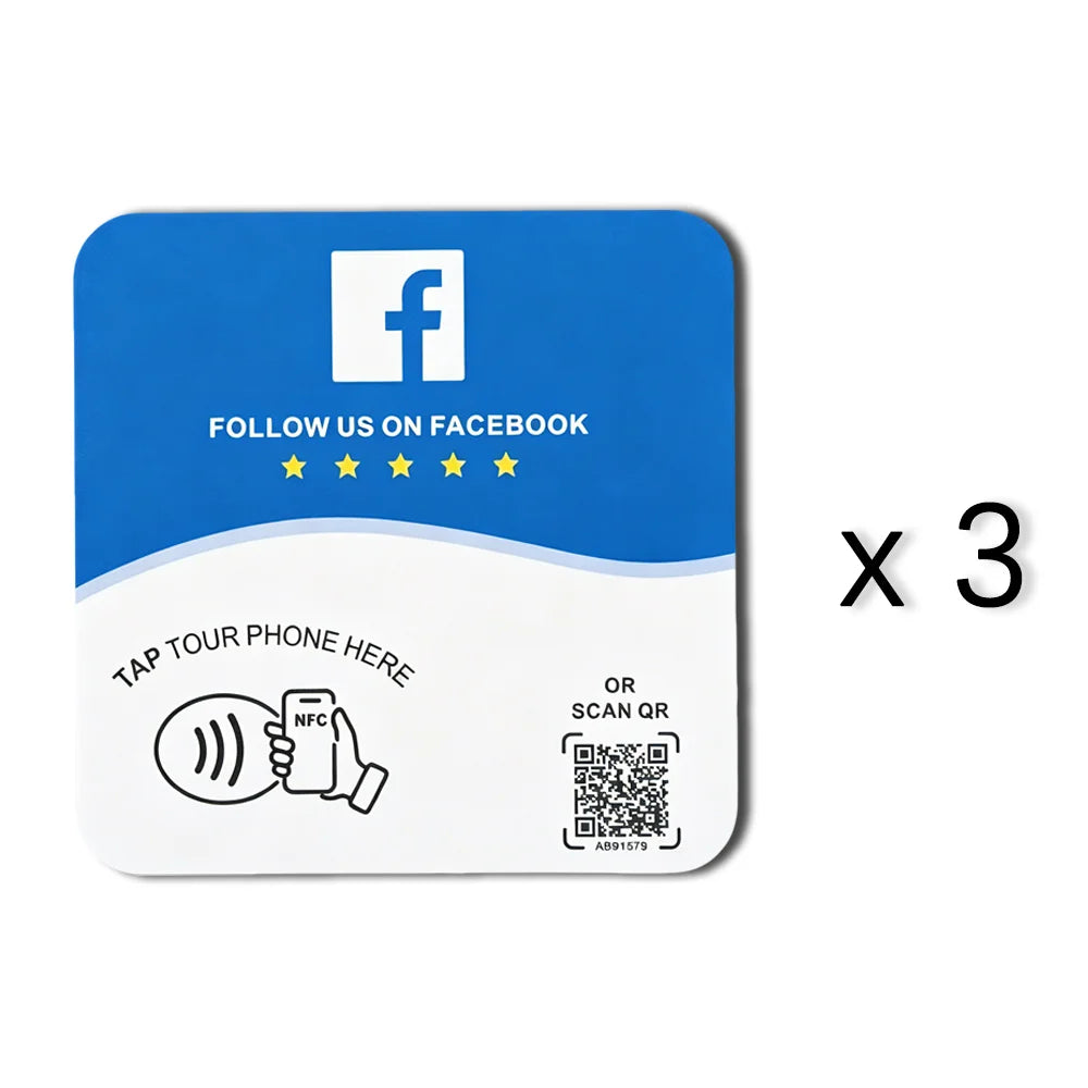 Tarjetas NFC y QR planas con pegatina para negocios.