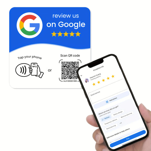 Tarjetas NFC y QR planas con pegatina para negocios.